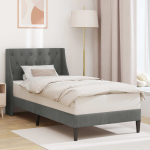 vidaXL Bedframe met hoofdeinde Donkergrijs 90 x 200 cm Fluweel