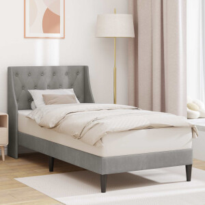 vidaXL Bedframe met hoofdeinde Lichtgrijs 100 x 200 cm Fluweel