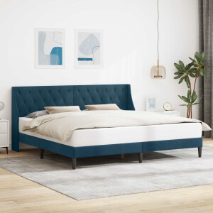 vidaXL Bedframe met hoofdeinde Blauw 200 x 200 cm Fluweel