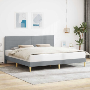 vidaXL Bedframe met hoofdeinde Lichtgrijs 180 x 200 cm Stof