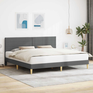 vidaXL Bedframe met hoofdeinde Donkergrijs 200 x 200 cm Stof