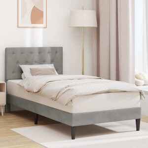 vidaXL Bedframe met hoofdeinde Lichtgrijs 100 x 200 cm Fluweel