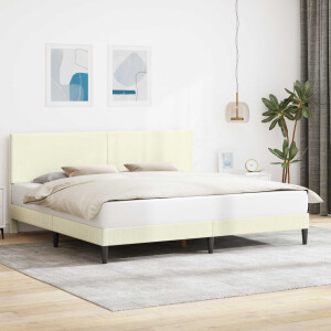 vidaXL Bedframe met hoofdeinde Crèmekleurig 200 x 200 cm Katoen Stof