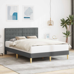 vidaXL Bedframe met hoofdeinde Donkergrijs 120 x 190 cm Stof