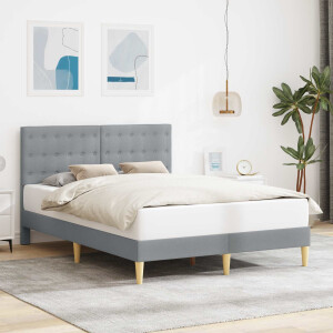 vidaXL Bedframe met hoofdeinde Lichtgrijs 140 x 190 cm Stof