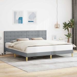 vidaXL Bedframe met hoofdeinde Lichtgrijs 200 x 200 cm Stof