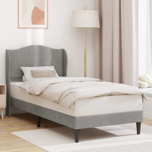 vidaXL Bedframe met hoofdeinde Lichtgrijs 100 x 200 cm Fluweel
