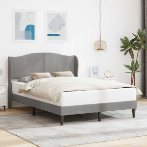 vidaXL Bedframe met hoofdeinde Lichtgrijs 140 x 200 cm Fluweel