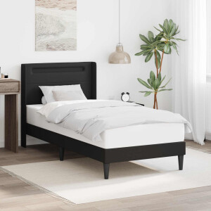 vidaXL Bedframe met LED-stripverlichting Zwart 90 x 190 cm Kunstleer