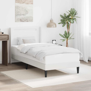 vidaXL Bedframe met LED-stripverlichting Wit 90 x 190 cm Kunstleer