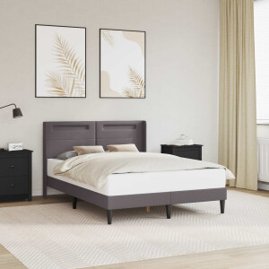 vidaXL Bedframe met LED-stripverlichting Grijs 120 x 190 cm Kunstleer