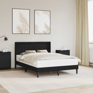 vidaXL Bedframe met LED-stripverlichting Zwart 140 x 190 cm Kunstleer