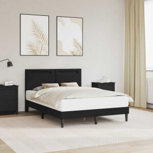 vidaXL Bedframe met LED-stripverlichting Zwart 140 x 190 cm Kunstleer