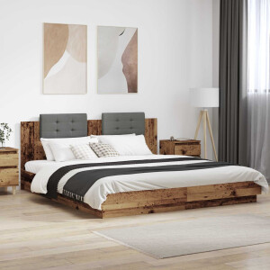 vidaXL Bedframe met Hoofdeinde Oud Hout 200 x 200 cm Bewerkt hout