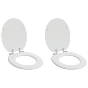 vidaXL Zachte sluit toiletbril 2 pcs Wit 44 x 38 cm MDF-plaat