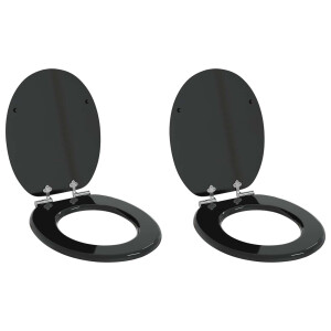 vidaXL Zachte sluit toiletbril 2 pcs Zwart 44 x 38 cm MDF-plaat