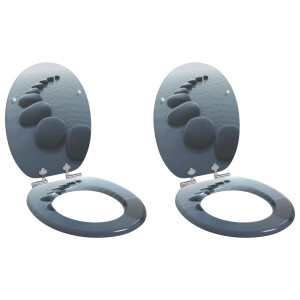vidaXL Zachte sluit toiletbril 2 pcs Grijs 44 x 38 cm MDF-plaat