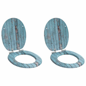 vidaXL Zachte sluit toiletbril 2 pcs Blauw 44 x 38 cm MDF-plaat