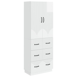vidaXL Kastenset 2 pcs Hoogglans Wit 66 x 34,5 x 87 cm Bewerkt hout
