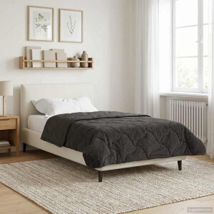 vidaXL Zomer Dekbed Antraciet 155 x 200 cm Microfiber en Teddy fleece