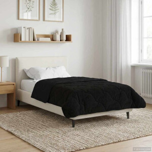 vidaXL Zomer Dekbed Zwart 135 x 200 cm Microfiber en Teddy fleece