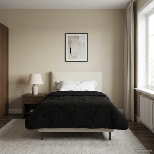 vidaXL Zomer Dekbed Zwart 140 x 200 cm Microfiber en Teddy fleece
