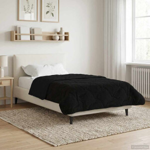 vidaXL Zomer Dekbed Zwart 155 x 200 cm Microfiber en Teddy fleece