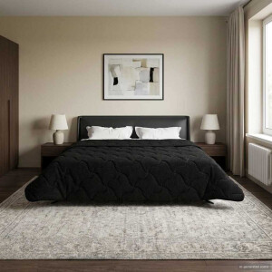 vidaXL Zomer Dekbed Zwart 200 x 200 cm Microfiber en Teddy fleece