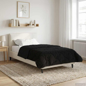 vidaXL Zomer Dekbed Zwart 135 x 200 cm Microfiber en Teddy fleece