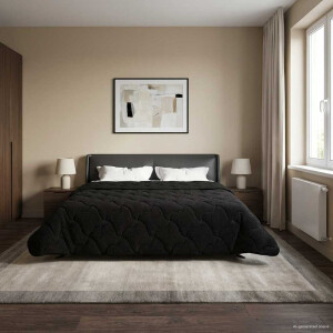 vidaXL Zomer Dekbed Zwart 220 x 240 cm Microfiber en Teddy fleece