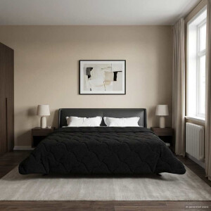 vidaXL Zomer Dekbed Zwart 220 x 260 cm Microfiber en Teddy fleece