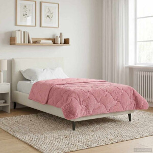 vidaXL Zomer Dekbed Roze 155 x 200 cm Microfiber en Teddy fleece