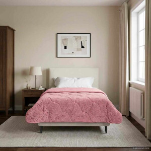 vidaXL Zomer Dekbed Roze 155 x 220 cm Microfiber en Teddy fleece