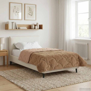 vidaXL Zomer Dekbed Taupe 135 x 200 cm Microfiber en Teddy fleece