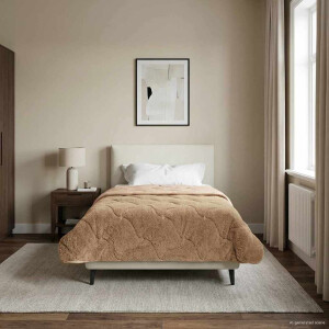 vidaXL Zomer Dekbed Taupe 135 x 220 cm Microfiber en Teddy fleece