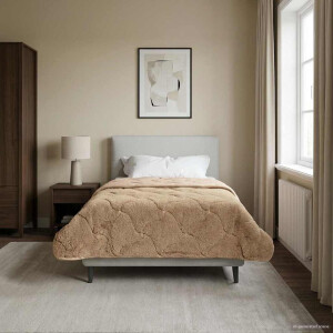 vidaXL Zomer Dekbed Taupe 155 x 220 cm Microfiber en Teddy fleece