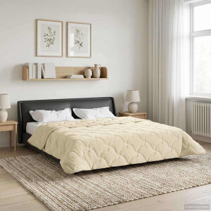vidaXL Zomer Dekbed Crème 200 x 200 cm Microfiber en Teddy fleece