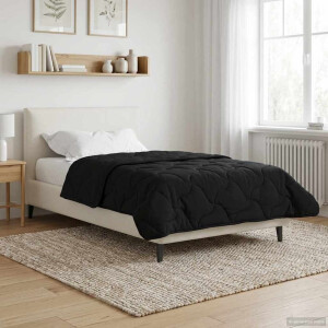 vidaXL Vol jaar dekbed Zwart 140 x 220 cm Microfiber en Teddy fleece