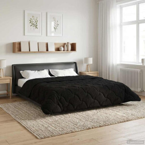 vidaXL Vol jaar dekbed Zwart 220 x 260 cm Microfiber en Teddy fleece