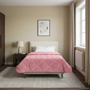 vidaXL Vol jaar dekbed Roze 135 x 200 cm Microfiber en Teddy fleece
