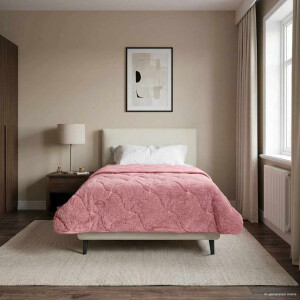 vidaXL Vol jaar dekbed Roze 140 x 220 cm Microfiber en Teddy fleece