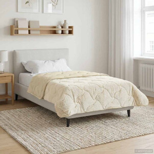 vidaXL Vol jaar dekbed Crème 135 x 220 cm Microfiber en Teddy fleece