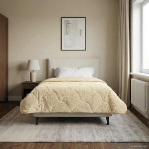vidaXL Vol jaar dekbed Crème 140 x 220 cm Microfiber en Teddy fleece