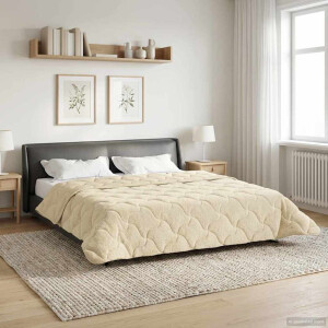 vidaXL Vol jaar dekbed Crème 220 x 240 cm Microfiber en Teddy fleece