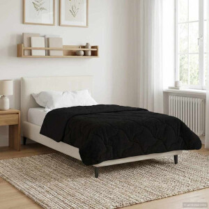 vidaXL Winter Dekbed Zwart 135 x 200 cm Microfiber en Teddy fleece