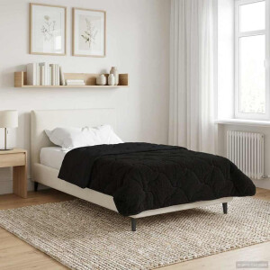 vidaXL Winter Dekbed Zwart 155 x 200 cm Microfiber en Teddy fleece