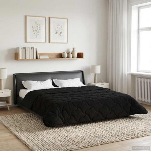 vidaXL Winter Dekbed Zwart 200 x 240 cm Microfiber en Teddy fleece