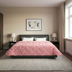 vidaXL Winter Dekbed Roze 200 x 240 cm Microfiber en Teddy fleece