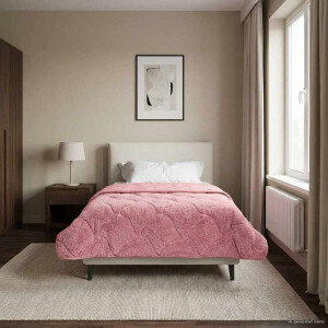 vidaXL Winter Dekbed Roze 140 x 220 cm Microfiber en Teddy fleece