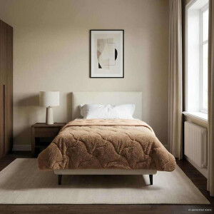 vidaXL Winter Dekbed Taupe 135 x 200 cm Microfiber en Teddy fleece